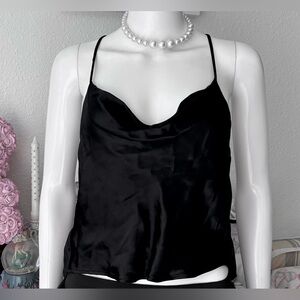 Zara  Crop Top Satin Racerback with spaghetti straps in black color Size S  NWT